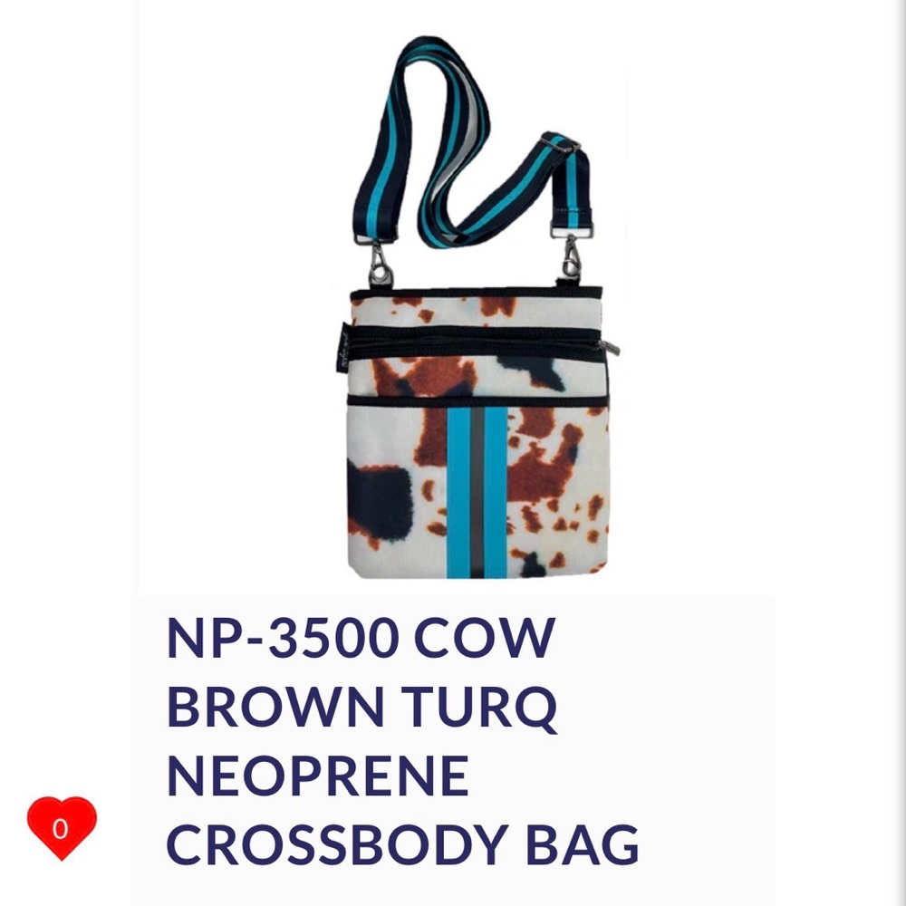Girlie Girl Original Neoprene Crossbody Bag - Brown and Turquoise